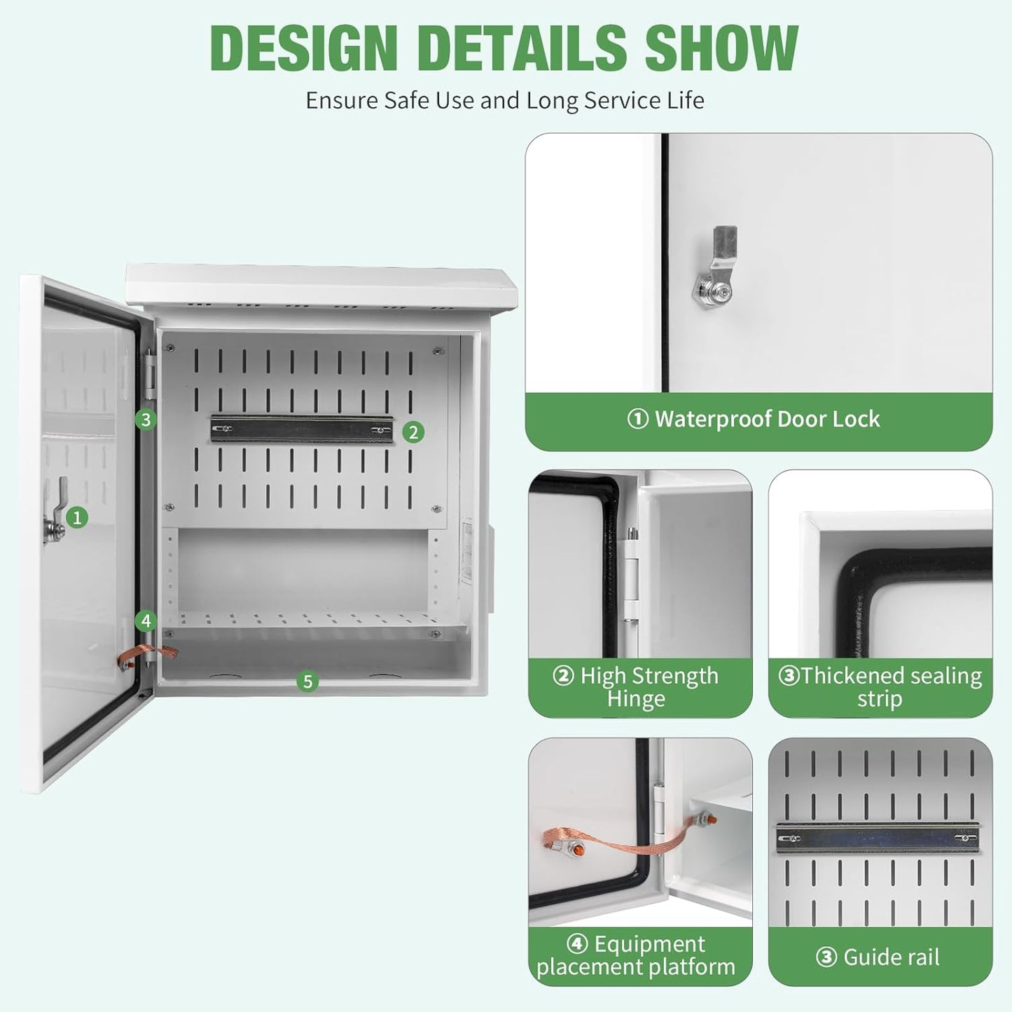 Outdoor Electrical Box with Cooling Fan 20' x 16x 8' Ventilation Design Electrical Enclosure Box IP65 Waterproof Electrical Cabinet Street Light Box