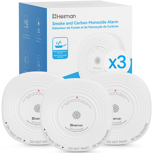 Heiman Smoke and Carbon Monoxide Detector 10-Year Sealed Battery, 3-Pack | UL 217 10th/UL 2034 5th Certified/85 dB Alarm, Photoelectric Fire Smoke Alarm & CO Detector for Home Hotel Rental Apartment