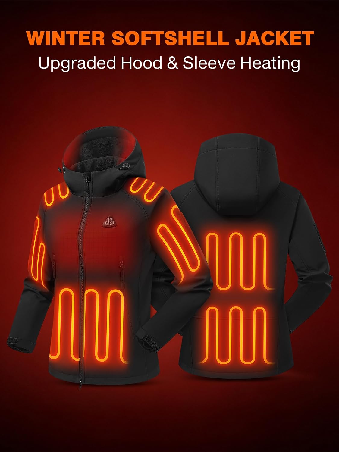 Heated Jacket for Women, 16000mAh High Capacity Power Bank Softshell Jacket Medium Matte Black