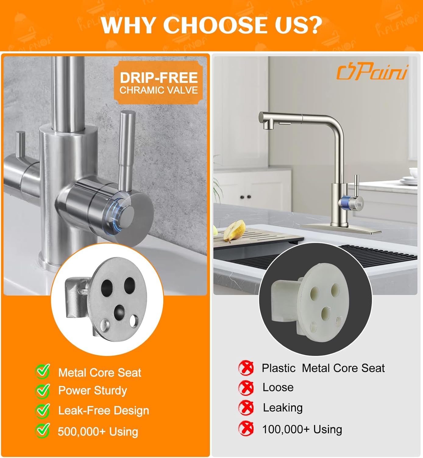 Drinking Water Faucet for Kitchen Sink, PAINI Kitchen Faucet and Water Filter Faucet Combo Brushed Nickel (Without Filtration Device)