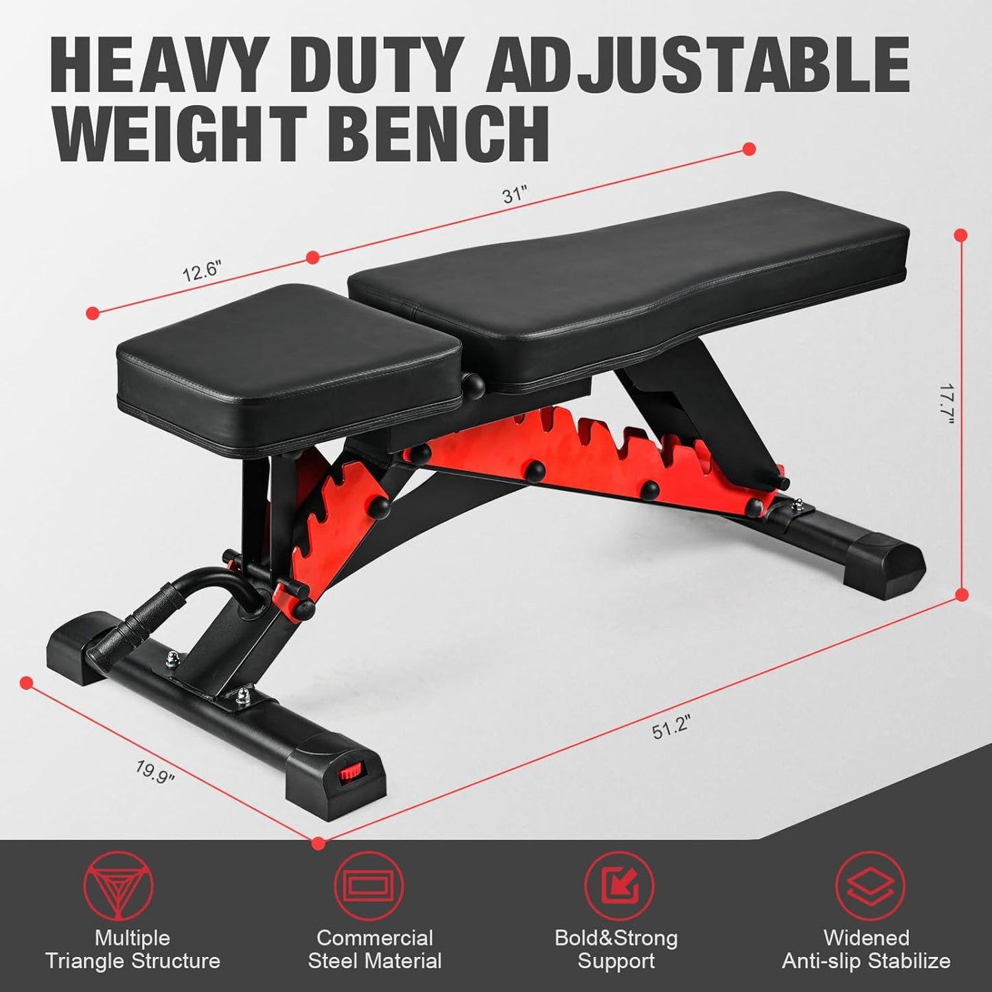 Weight Bench,Heavy-duty Adjustable Strength Training Benches for Full Body Workout, Multi-Purpose Foldable Incline Decline Gym Bench