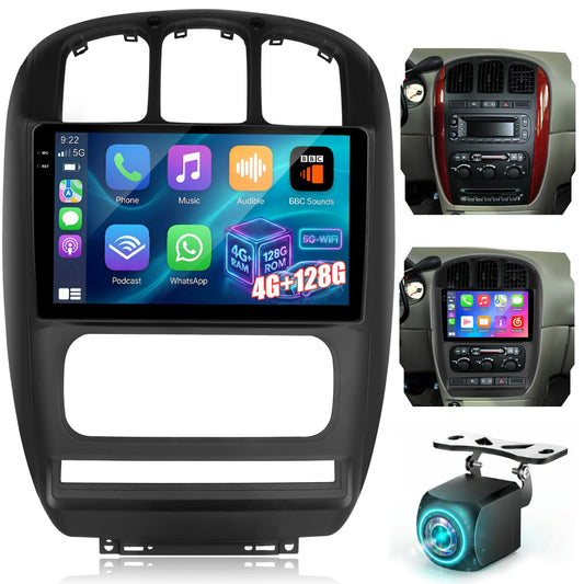 4GB+64GB Android Car Stereo for Chrysler Town & Country and Dodge Grand Caravan 2000-2007 with Wireless CarPlay & Android Auto, GPS, WiFi, Backup Camera, Plug & Play Radio 64.0 GB