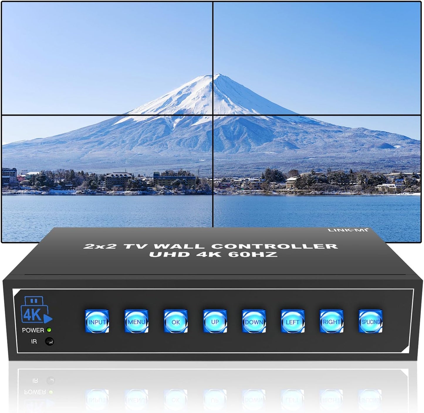 4K60 2x2 Video Wall Controller with HDMI 2.0 USB inputs 1x2 1x3 1x4 2x1 3x1 4x1 UHD TV Wall Controller for 4 TVs Supp