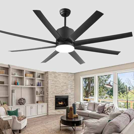 TXCSLY 72 inch Ceiling Fan with Light, Large Black Ceiling Fan with Light Outdoor Ceiling Fan for Bedroom Living Room Patio Porch,