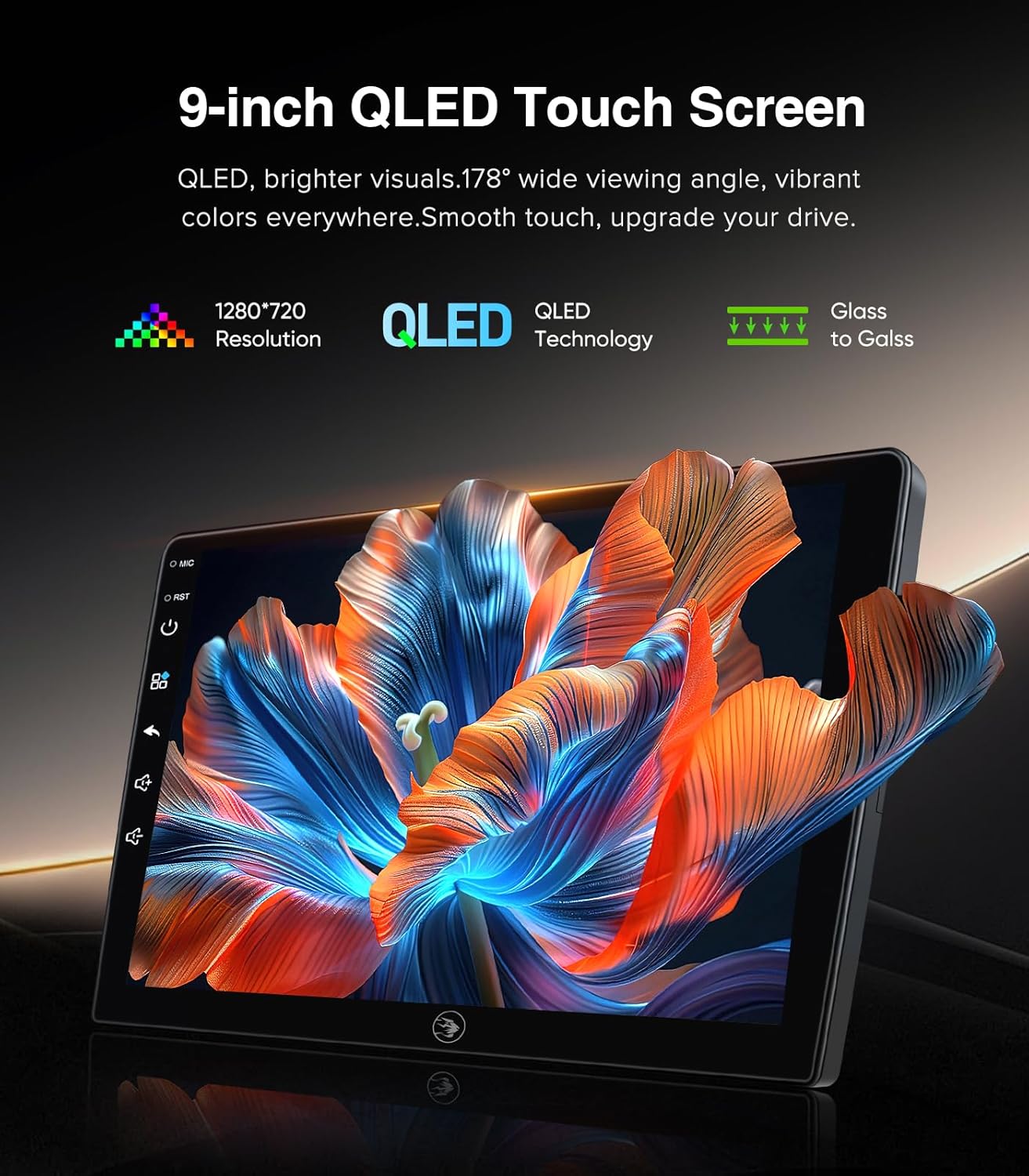QLED Linux Car Stereo for Toyota Corolla 2008-2013, Fast Boot Wireless CarPlay & Android Auto Touch Screen Radio, Dash Kit Replacement with AHD 1080P Backup Camera, Bluetooth, SWC, AM/FM
