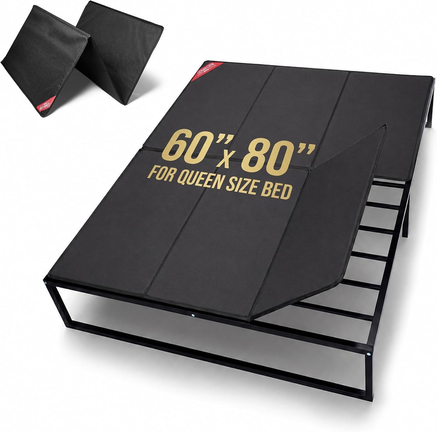 Heavy Duty Bunkie Board Queen Size 60"x80" Non-Slip Breathable Bed Support Board for Slatted Bed, Anti-Sag Under Bed Support, Noise Minimizing Moisture Resistant Bed Board Low Profile Queen Bunkie Black