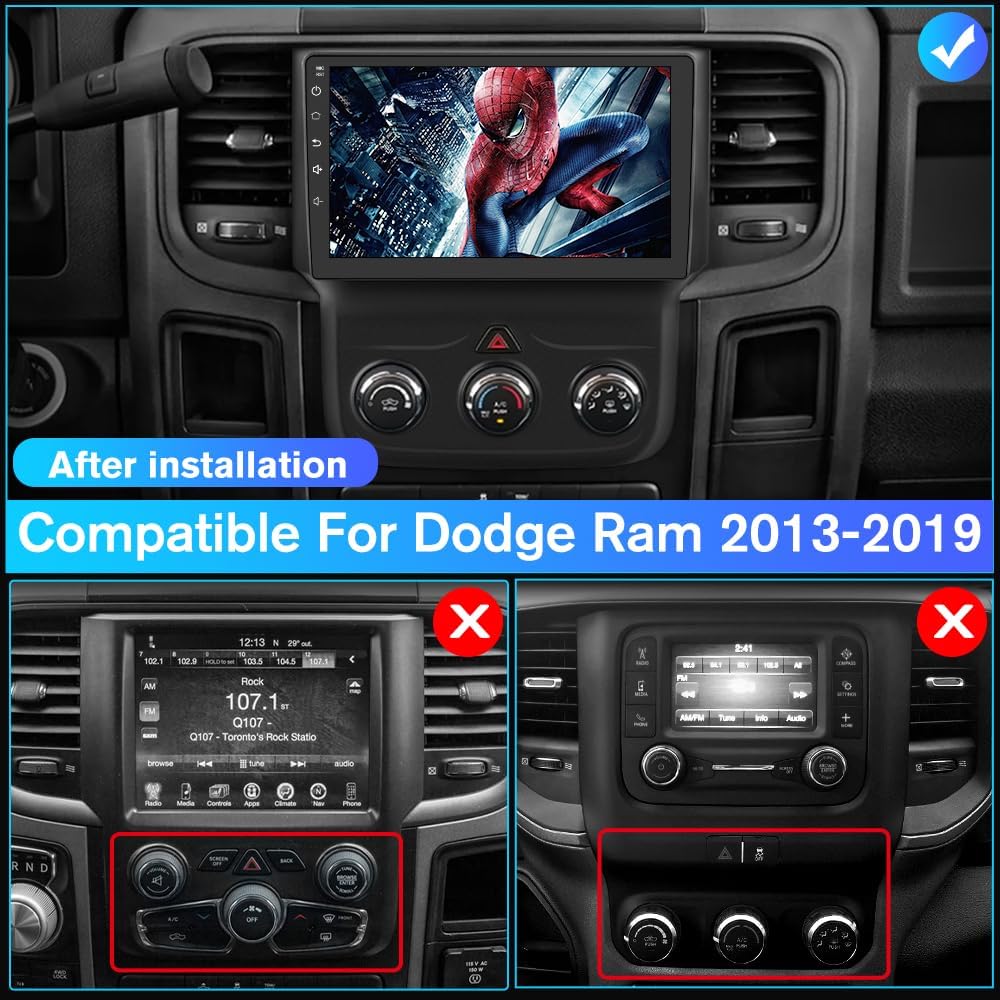 CarPlay and Android Auto Car Radio Compatible for Dodge Ram 2013-2019 1500 2500 3500