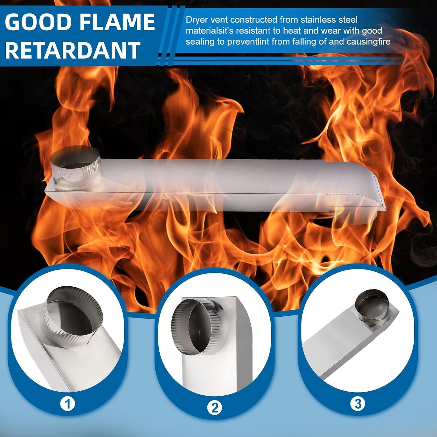 25"-55" Dryer Vent Periscope Kit – Adjustment Stainless Steel Duct for Tight Spaces, Slim Flat Design, Universal 4" Fit for Whirlpool LG Samsung, Includes 2 Leak-Proof Foil Tapes – OEM Genuine