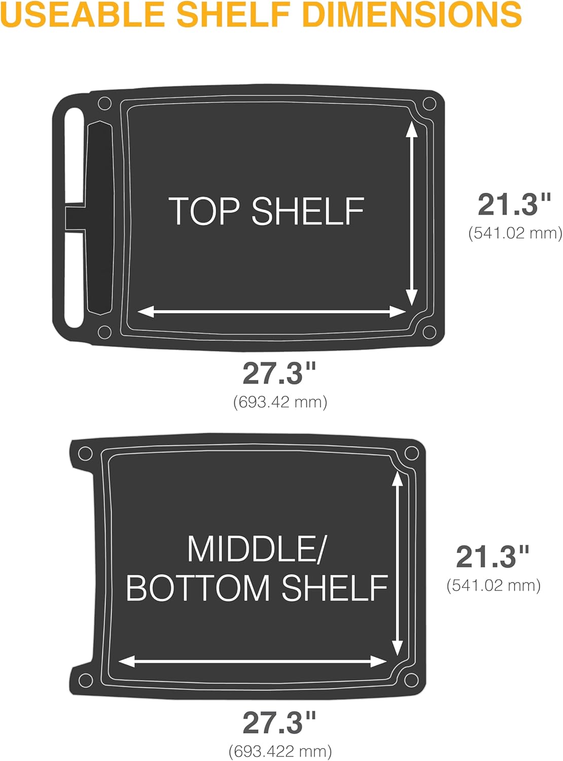 Utility Cart - Choose-Your-Height Adjustable Heavy Duty Rolling Cart for Home, Commercial and Industrial Use - 3-Shelf, 400 lbs Capacity - 23.9'