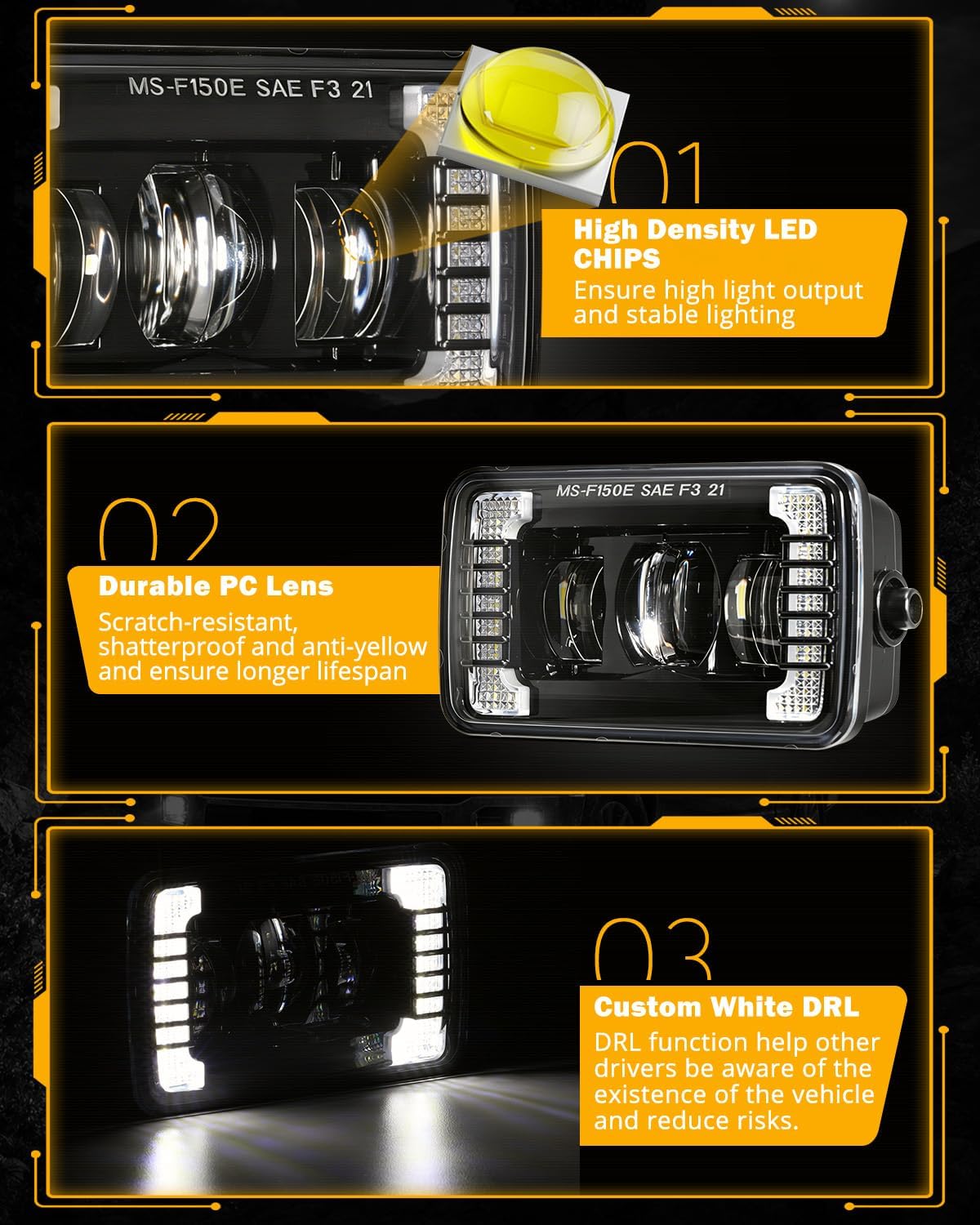 Auxbeam Upgarded LED Fog Lights With White DRL, 4 Inch Fog Lights for Ford F150 2015-2020 F250 F350 2017-2018, 36W 3600LM Bumper Fog Lamps Dot Approved, IP67 Waterproof, Pair, Black