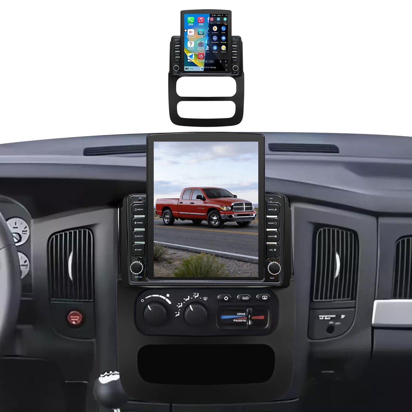 Android 14 Car Stereo Radio Compatible with Dodge Ram 1500 2500 3500 2002 2003 2004 2005 Wireless CarPlay & Android Auto AHD Backup Camera Upgrade 9.7" Touch Screen GPS WiFi SWC FM Bluetooth 2+64G for 2002-2005 Ram