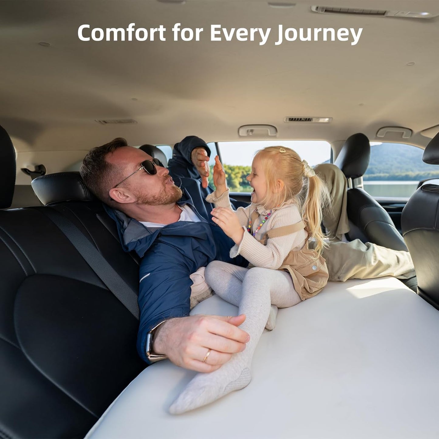 CozyPad Car Air Foam Mattress for Toyota Highlander Second Row, Custom Fit Inflatable Back Seat Bed with Built-in Pump, TPU Layer, Foam Cushion Support for Kids, Pets and Adults