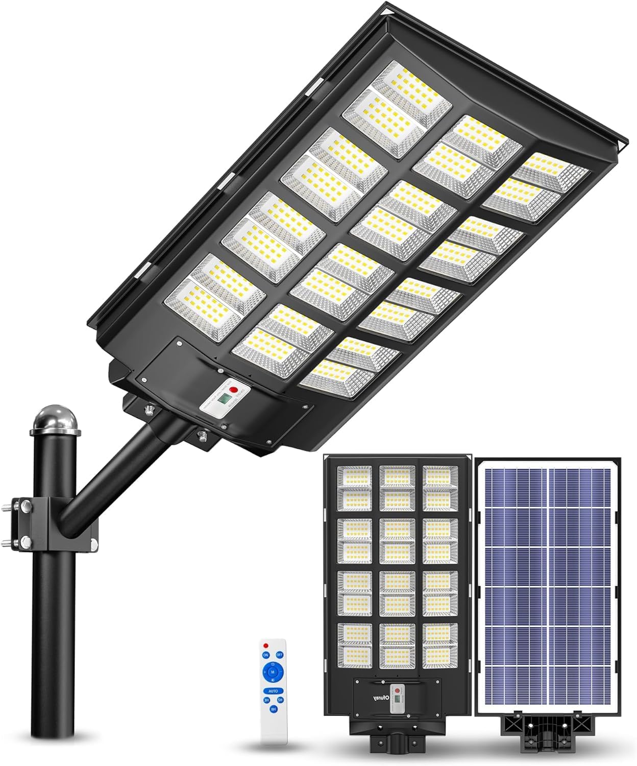 Ofuray 1800W Solar Street Light Outdoor, 258000LM Solar Street Light Parking Lot Lights Commercial Dusk to Dawn, 6500k IP67 Waterproof Led with