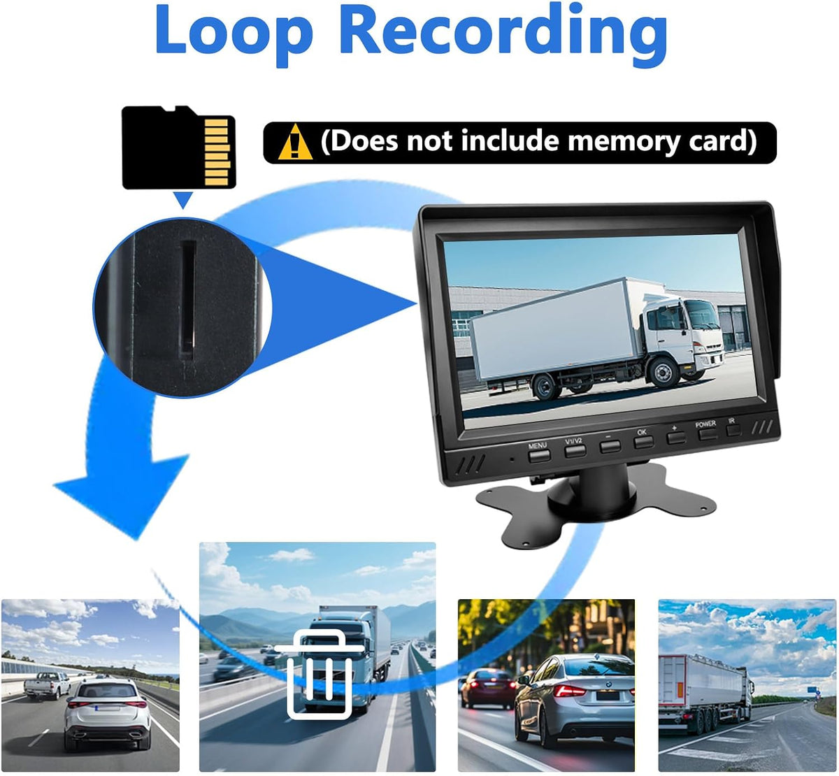 AHD 1080P Truck Camera 7" Monitor 2 LED Cameras DVR for Semi RV