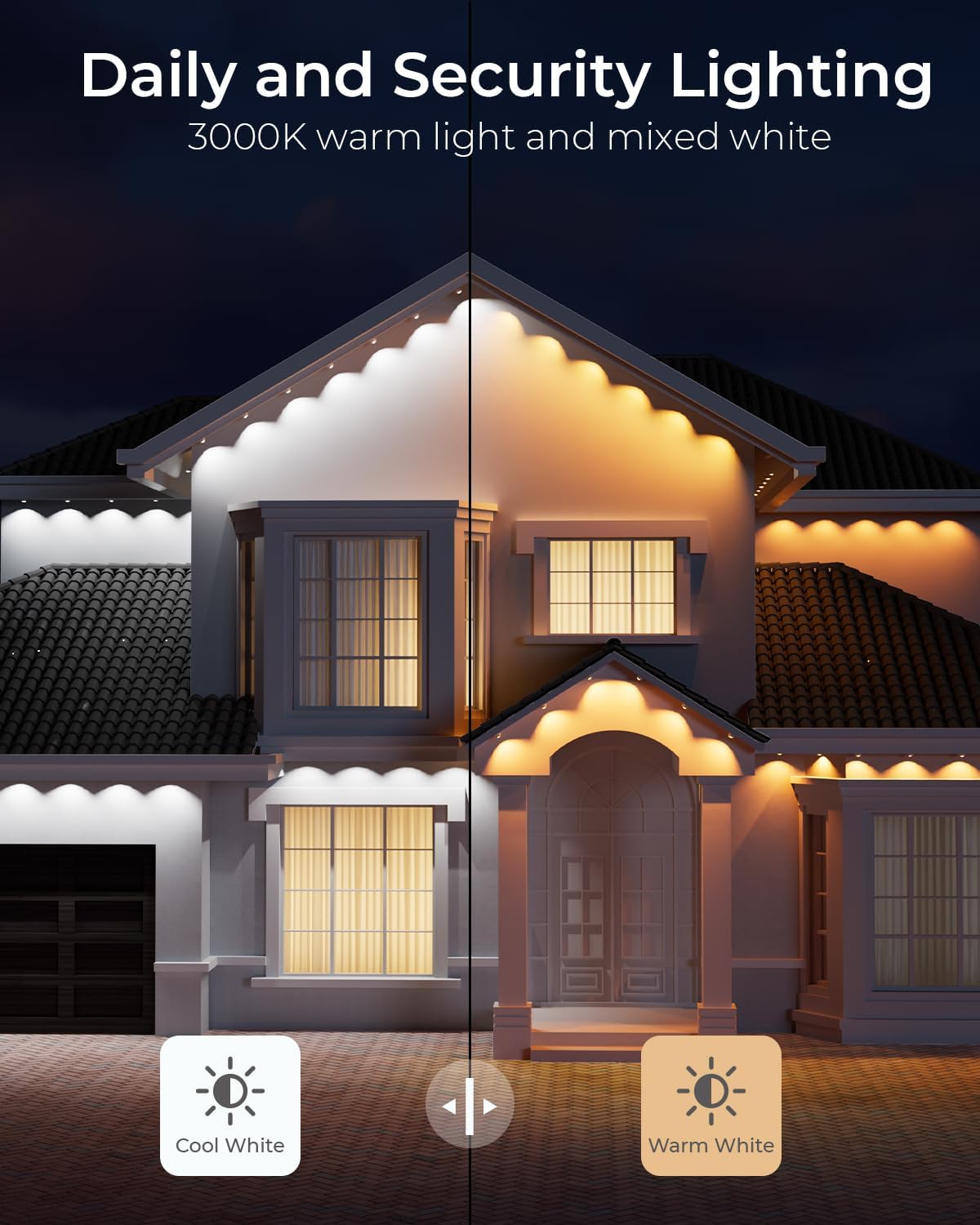 Permanent Outdoor Lights 100ft, Smart RGBW Eaves Lights with 72 LEDs, IP67 Waterproof, 111 Scene Modes for Daily and Festival, Halloween Christmas Par