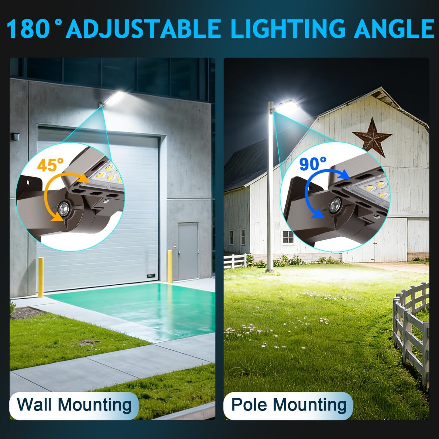 350W LED Parking Lot Light Dusk to Dawn Photocell 5000K Commercial Outdoor Area Light IP65 Waterproof 100-277V 52500LM Wall Mount 3 Pack 350W*3 Wall Mount