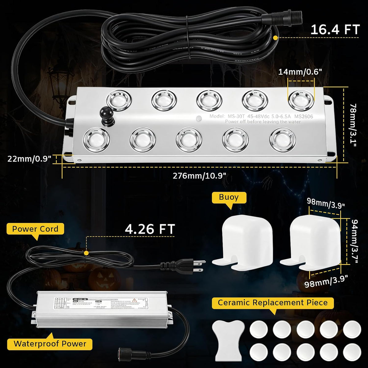 Dyna-Living Mist Maker Ultrasonic Fogger 10 Head Ultrasonic Pond Fogger