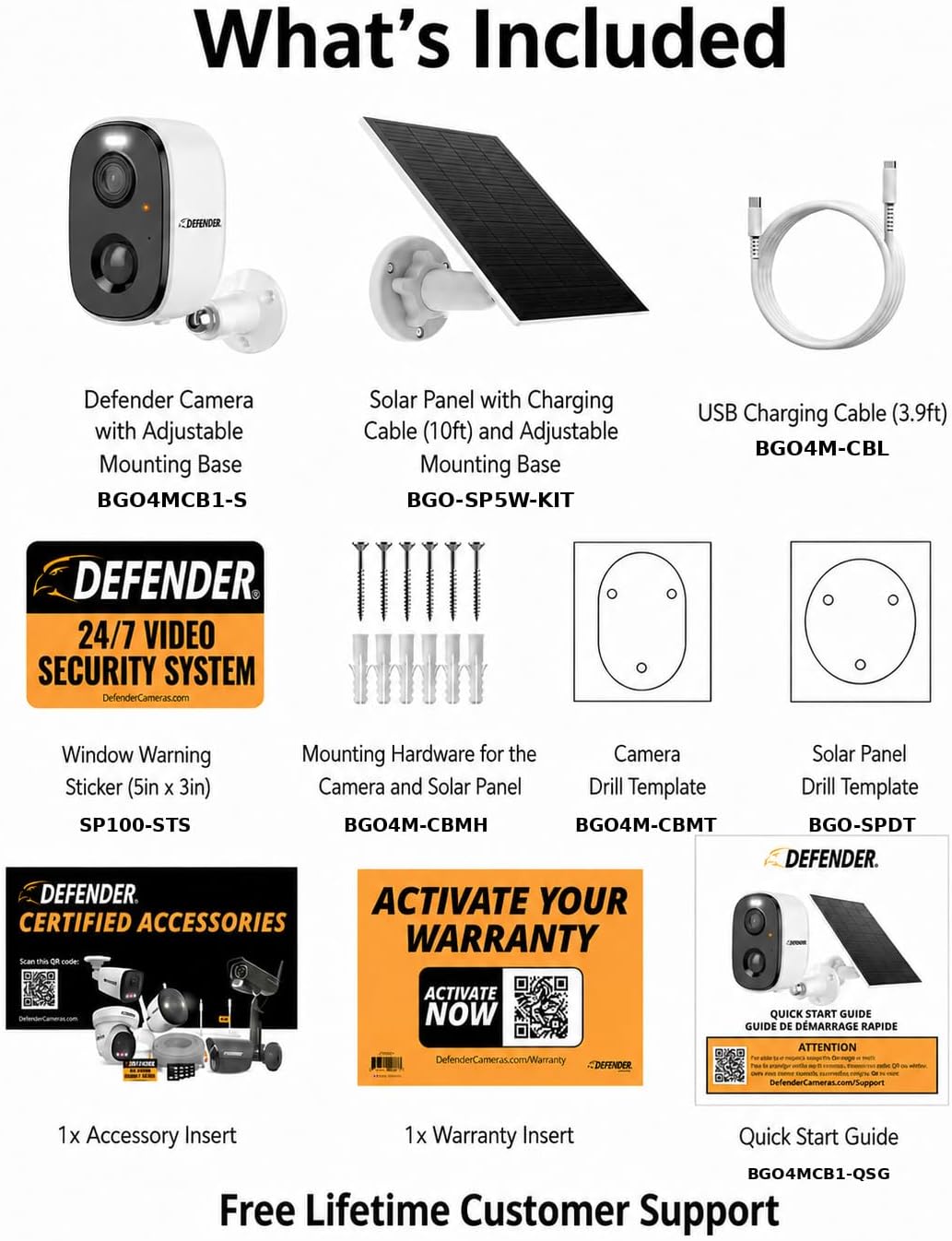 Defender AI 2.5K Solar GO 24/7 Recording (AOV) Wireless Security Camera, AI Human/Pet/Vehicle Detection, Color Night Vision, Two-Way Talk, Setup in 3 Minutes, 5W Solar Panel, ClearVu App, 1 Pack 1 Solar Camera