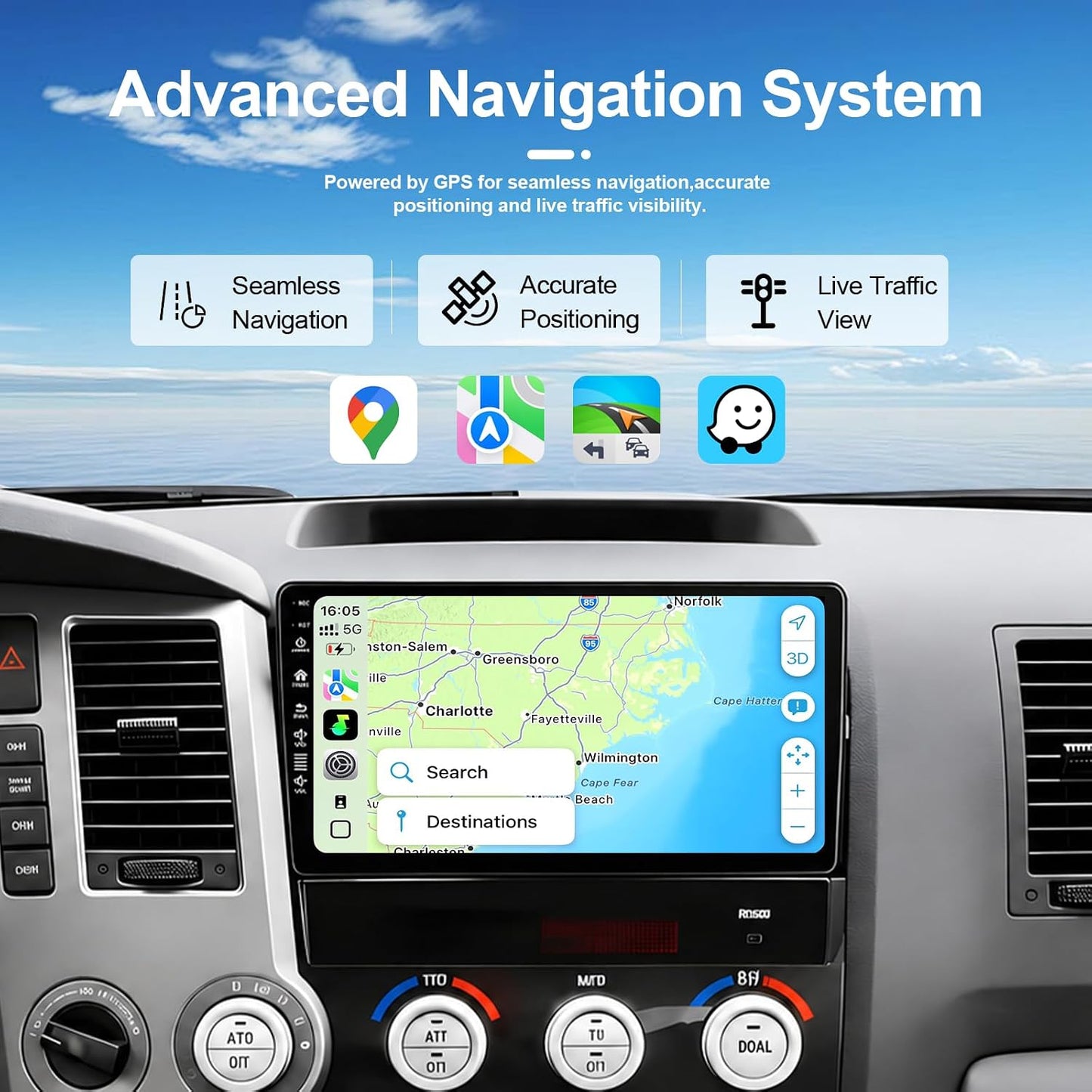 5G-WiFi6 (4Core 64G ROM) Car Radio Stereo for Toyota Tundra 2007-2013 Sequoia 2008-2018,10 inch Touch Screen Head Unit with Wireless Carplay Android Auto GPS Bluetooth SWC FM Mirror Link Backup Camera