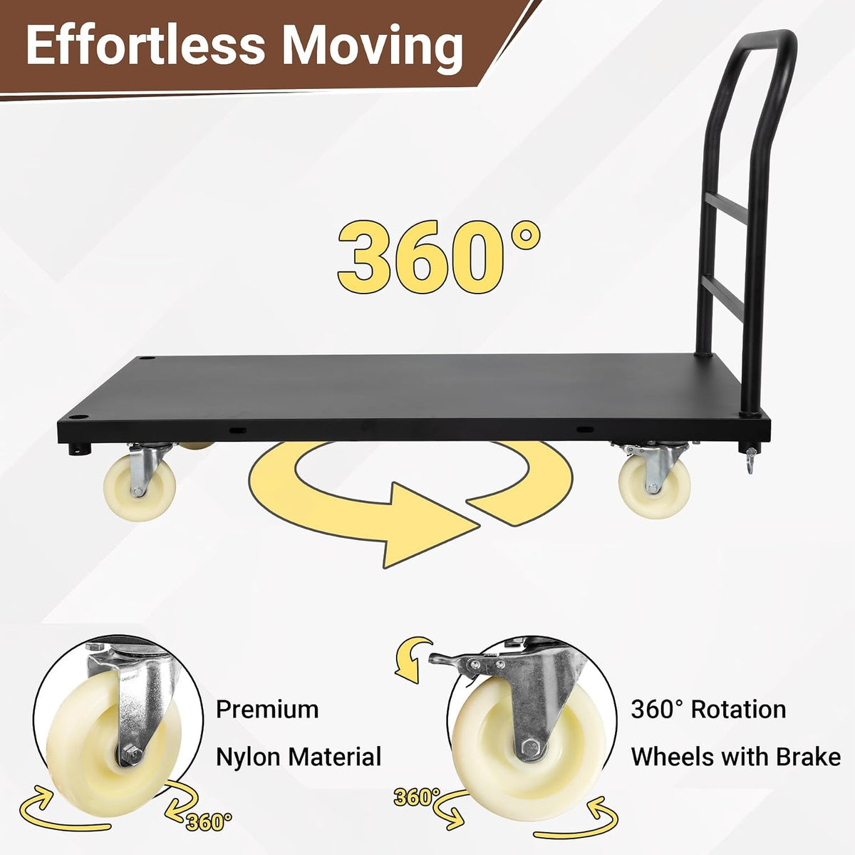 2000 LBS Heavy Duty Platform Truck, 48" x 24" Flatbed Cart 48"x24"x33.5"