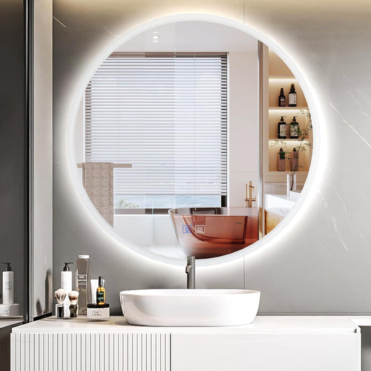 Led Mirror for Bathroom 28 Inch, Fog Edge Anti-Fog Backlit Vanity Bathroom Mirror with Lights, Smart Touch, Dimma