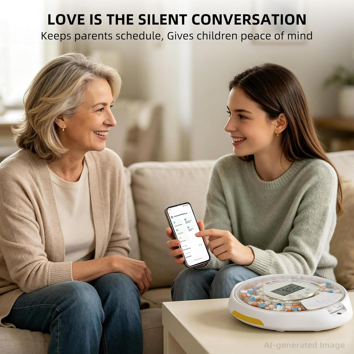 28-Day Bluetooth Automatic Pill Dispenser with App Alert for Caregivers