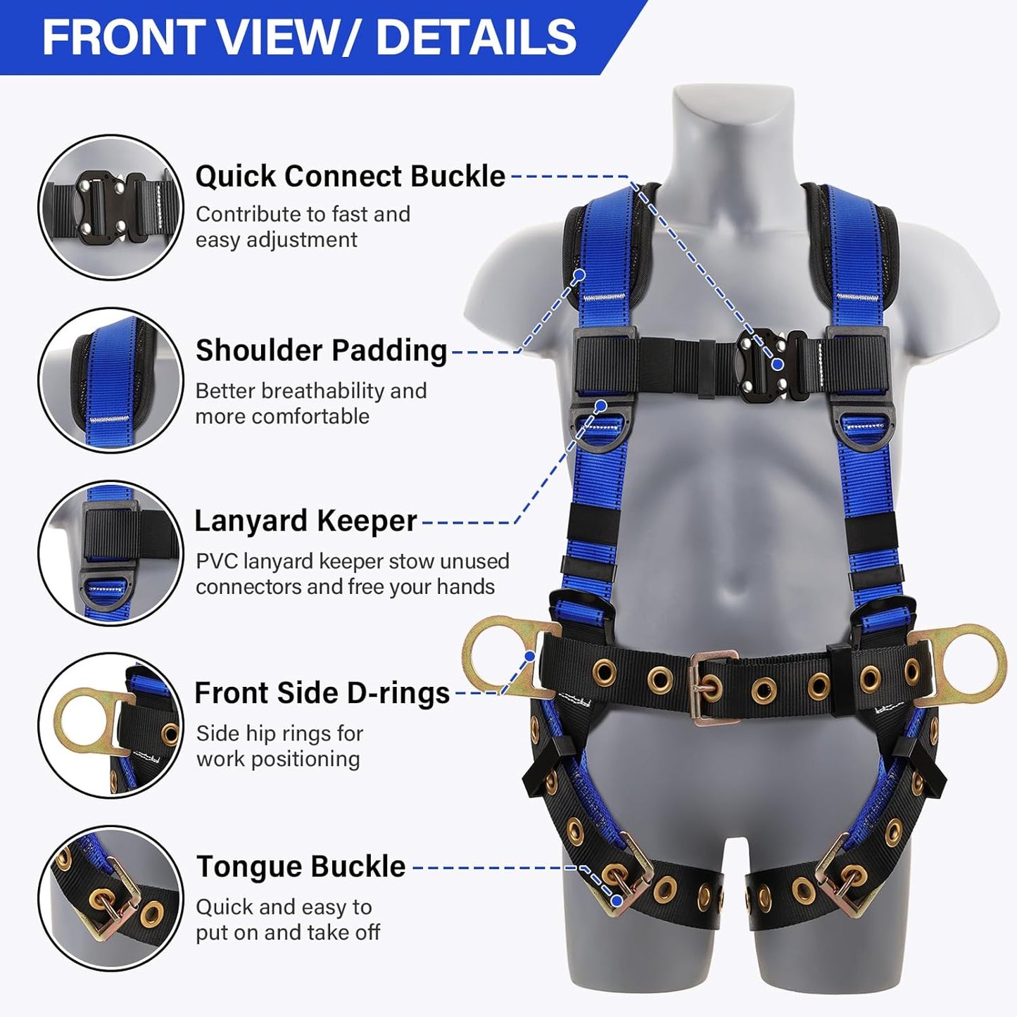 Safety Harness Fall Protection - Roofing Full Body Harness