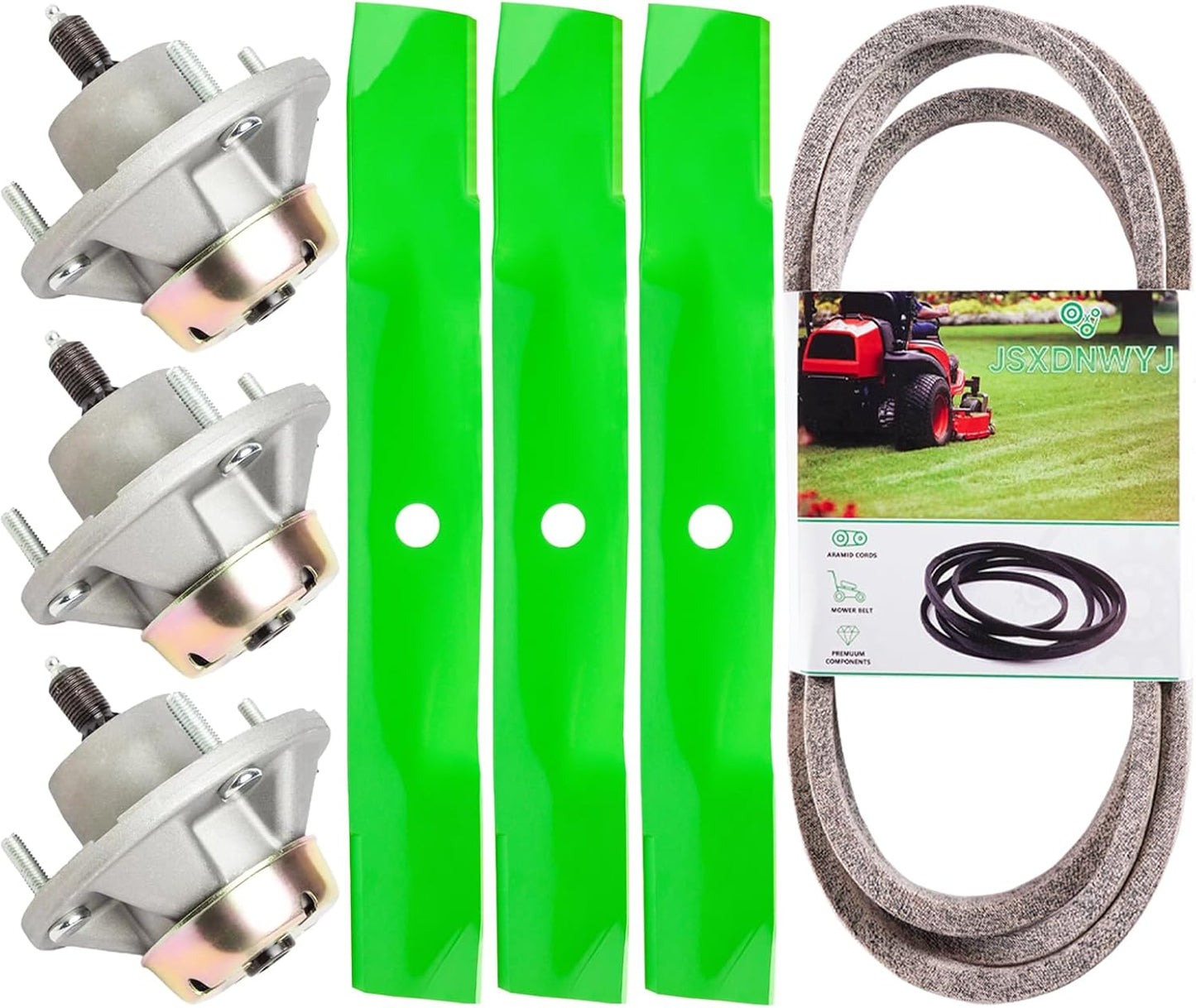 54 Inch Mower Deck Rebuild Kit - Fits John De ere Z425 Z445 Z435 EZtrak 54, 3 Spindles (AM124498) 3 Blades (M143520) 1 Belt (M154296)