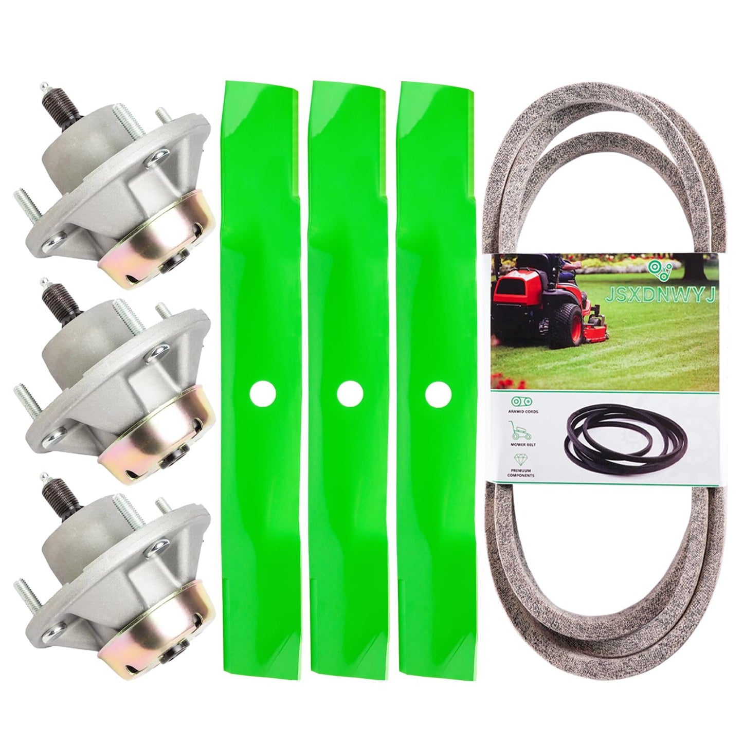 54 Inch Mower Deck Rebuild Kit - Fits John De ere Z425 Z445 Z435 EZtrak 54, 3 Spindles (AM124498) 3 Blades (M143520) 1 Belt (M154296)