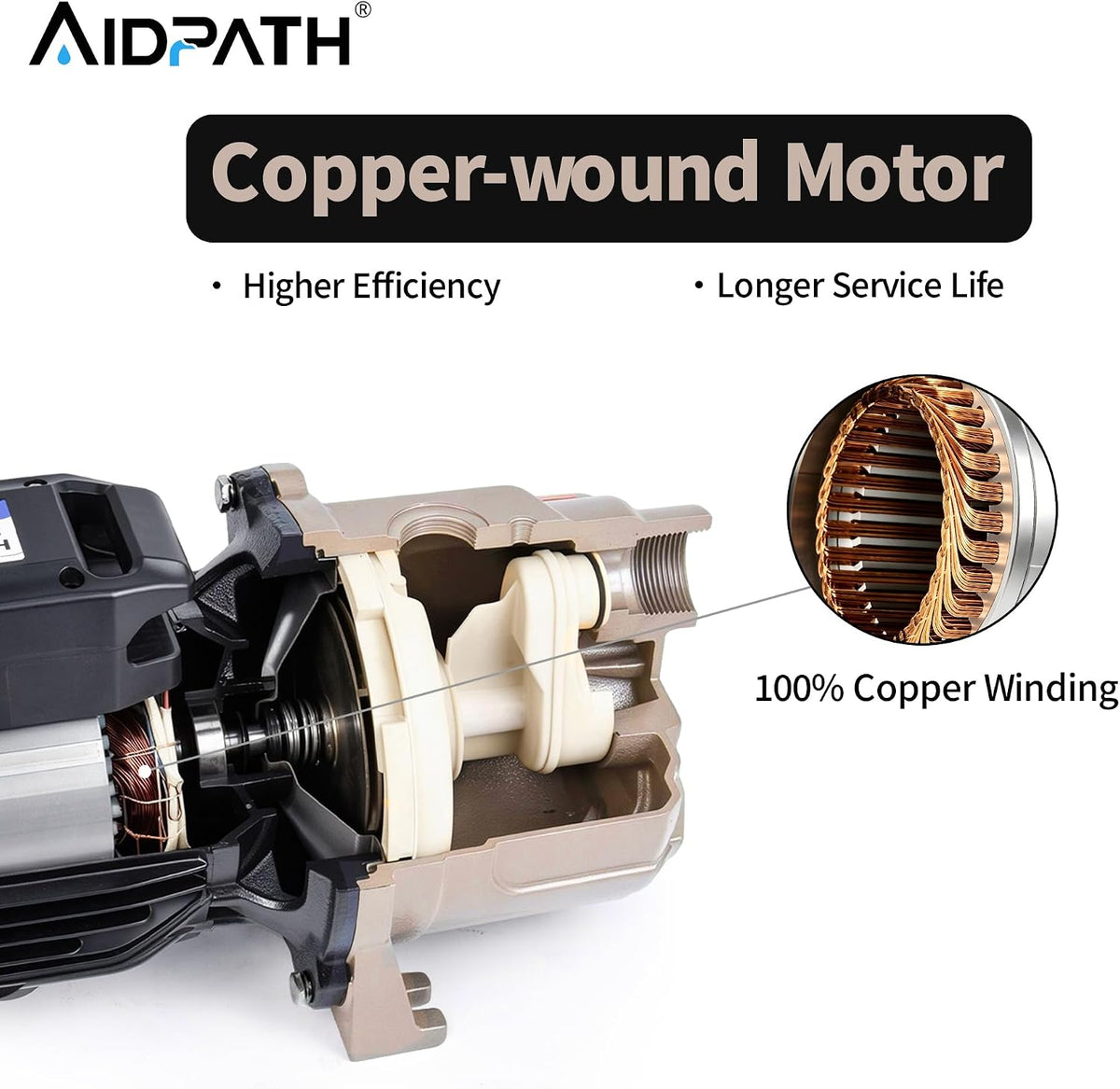 Shallow Well Jet Pump, 230V Irrigation Pump for Sprinkler System Black