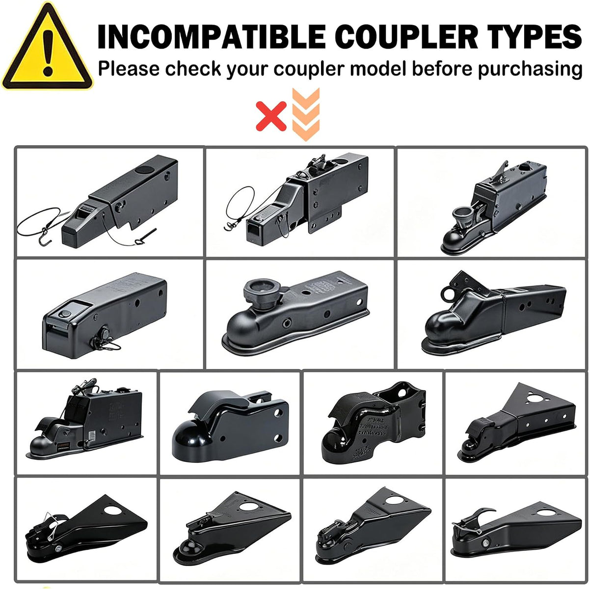 Trailer Hitch Lock, Snap-On Trailer Lock for 1-7/8", 2", 2-5/16" Coupler