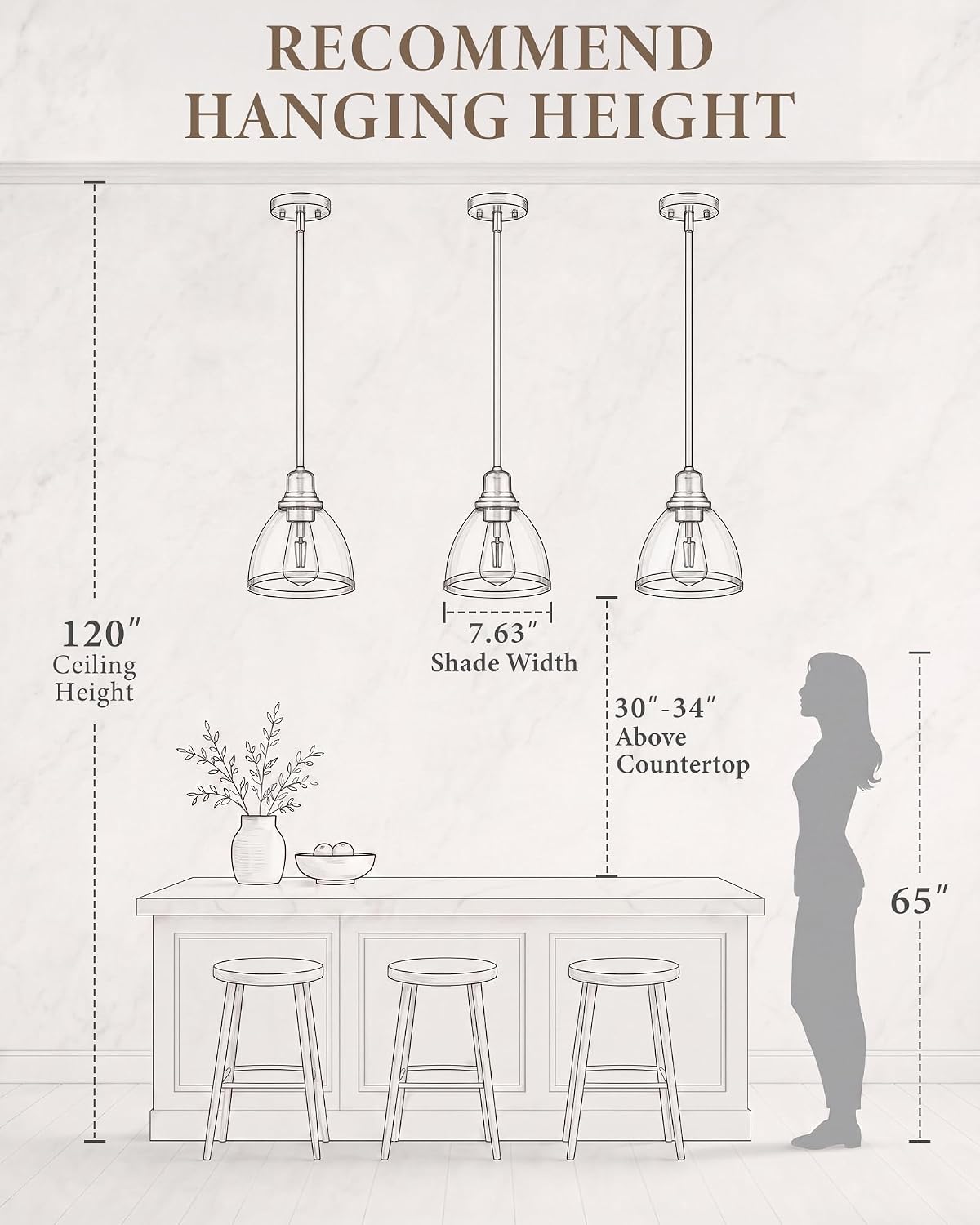 2 Pack Pendant Lights Kitchen Island, 8" Black Pendant Light with Clear Glass Shade, Farmhouse Hanging Light Fixture for Kitchen Island, Dining Room, Entryway, Hallway, IN-PL01-BK-2PK Matte Black 2