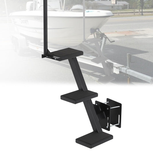 Boat Trailer Steps 3 Step with Anti-Slip Mat & Safety Handrail, Universal Fit Boat Trailer Tongue Steps, Heavy Duty Boat Steps, Easy Installation