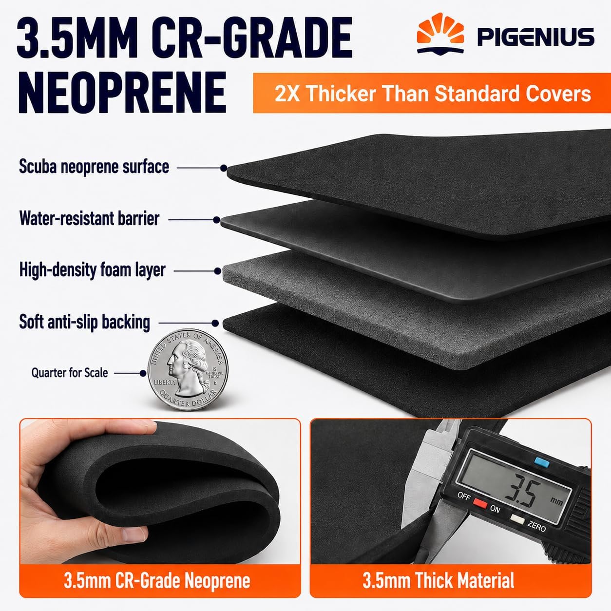Pigenius Neoprene Front Seat Covers for Ford F-150 F-250 F-350 | Front row only, no rear seat or console cover, fits F-150 2015-2026, Lightning 2022-2026, F-250/F-350 2017-2026