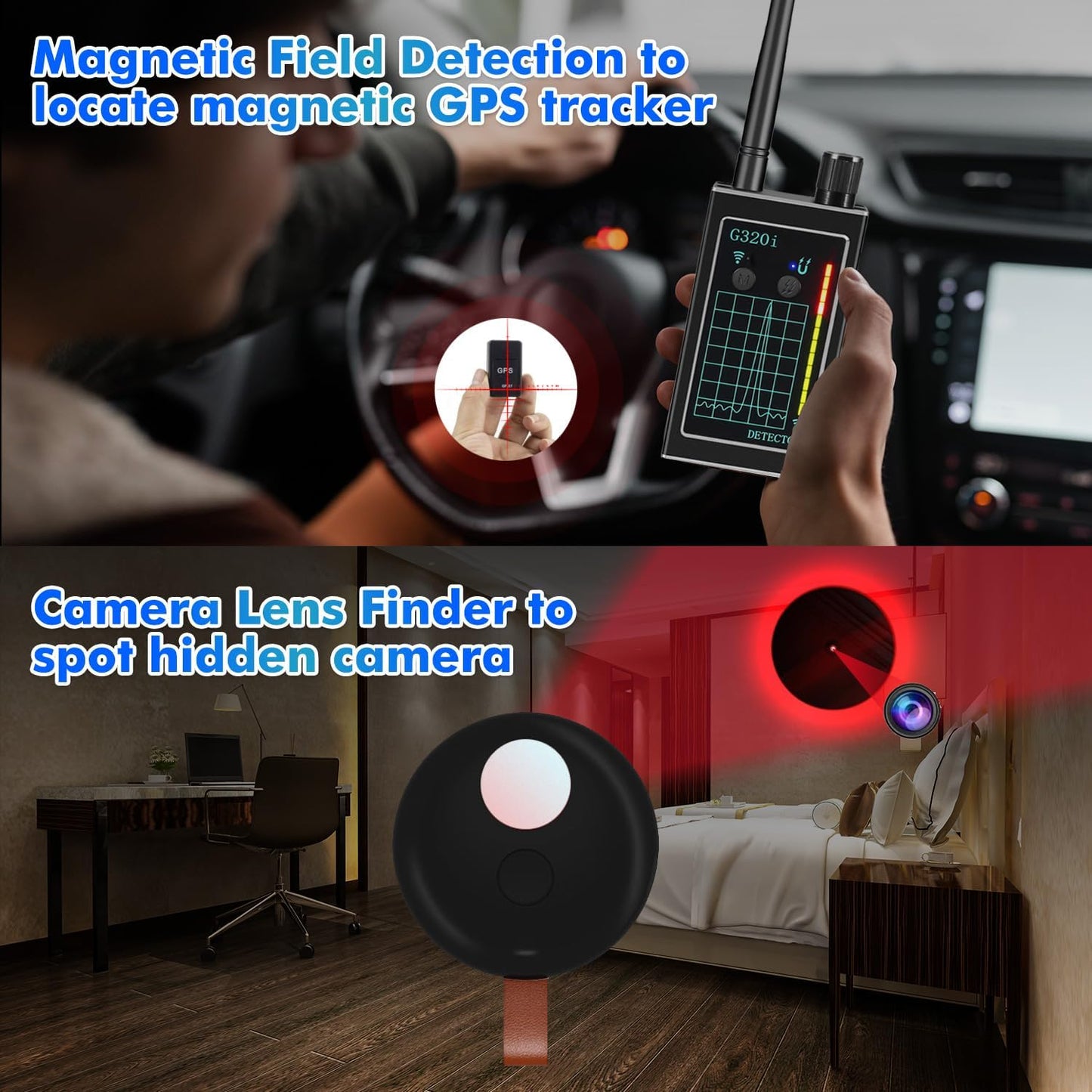 FOWARD GAUSS Hidden Camera Detector Anti Spy Detector Bug Sweeper Hidden Device Detector Camera Finder GPS Tracking Device Detector Wireless RF