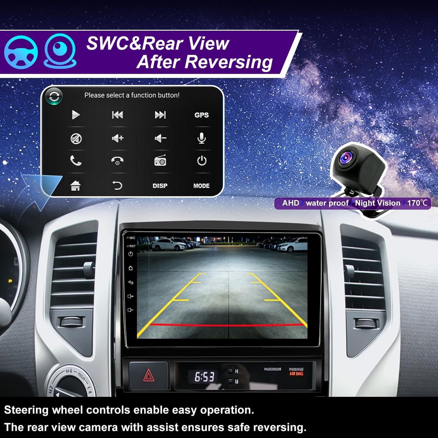 5GWiFi Android 15 Upgrade Car Radio for Toyota Tacoma radio 2005-2015 9inch Touch Screen Car Stereo Replacement Head Unit Apple Wireless Carplay Android Auto GPS Navigation FM Bluetooth DSP SWC Camera