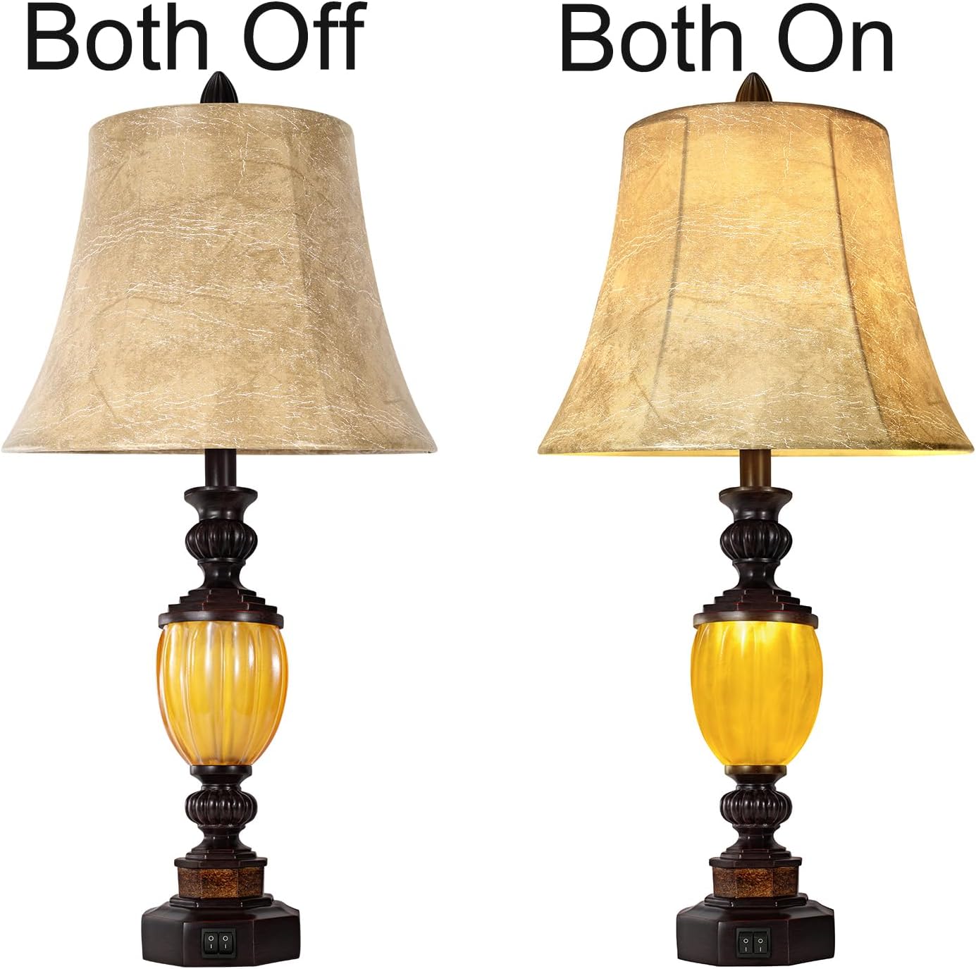 Scenekoy Resin Lamps for Nightstand, Table Lamp Set of 2 with Night Light