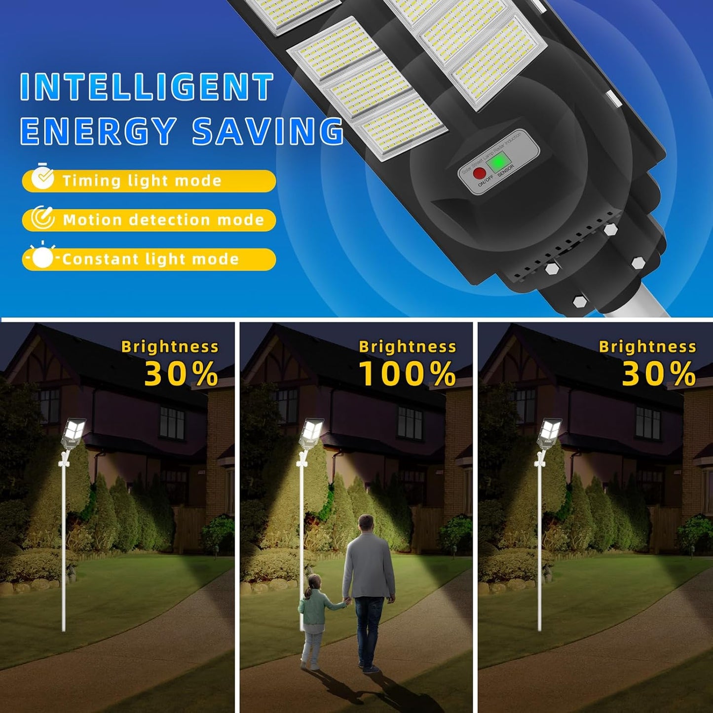 INSDEA 800W Solar Street Light Motion Sensor, 8000K Commercial Solar Lights for Outside, IP65 Waterproof Security Led Solar Flood Lights Outdoor Dusk