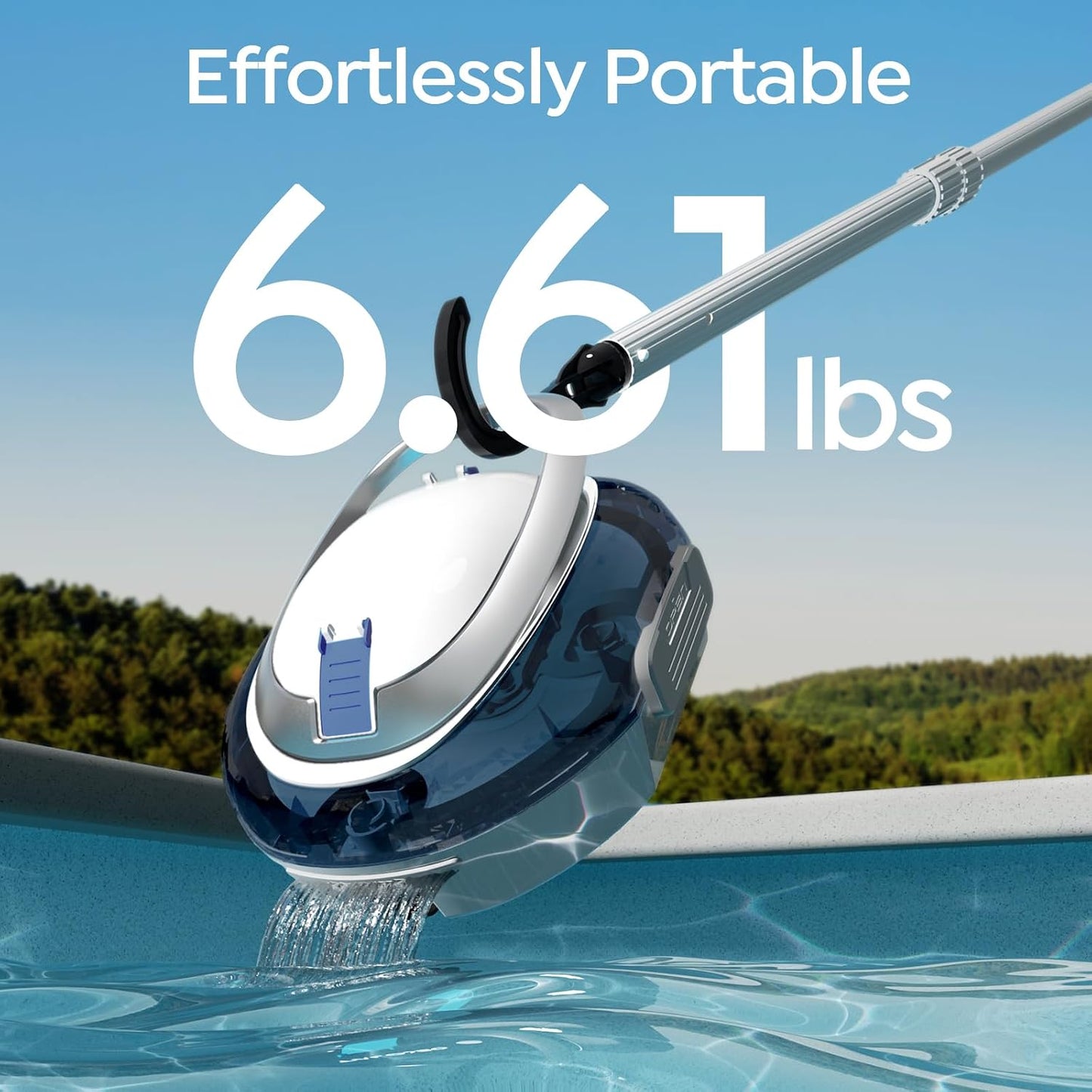 Cordless Robotic Pool Cleaner for Above Ground Pools, White, Self-Parking Design and Easy Operation Sky White