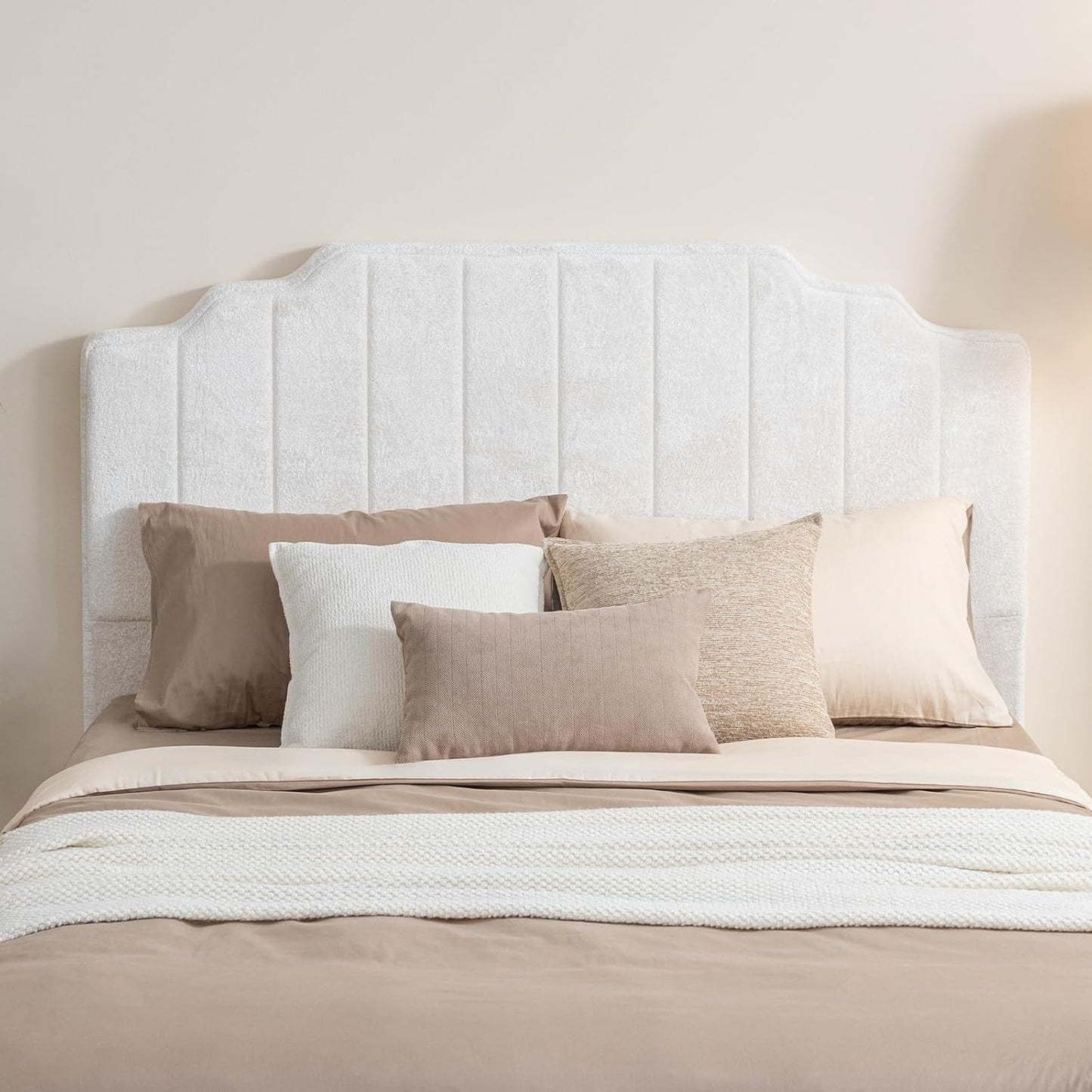 Twin Headboard Only - Beige Velvet Upholstered Headboard for College Dorm, No Assembly Required, Pure Sponge Design, Comfort Head Board, Place Between Bed & Wall,45" H Beige Twin (45"H)