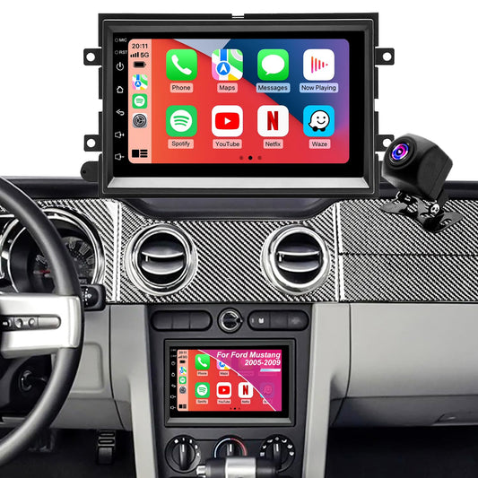 Car Radio for Ford Mustang 2005-2009, Explorer 2006-2010, Edge 2007-2010, Expedition 2007-2014, 7 Inch Touch Screen Stereo Upgrade with Wireless Carplay Android Auto Bluetooth Backup Camera 5GWiFi FM