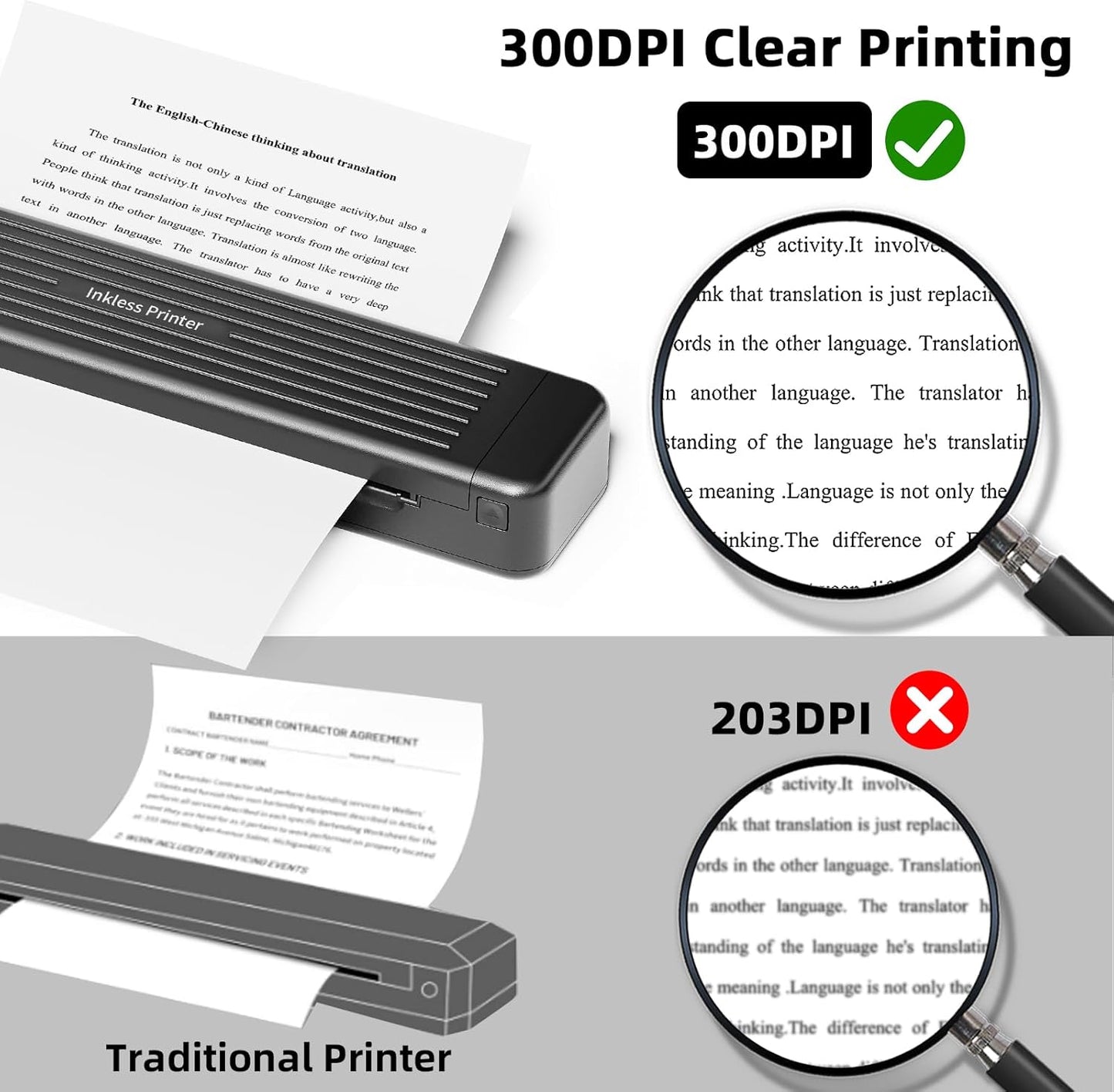 Zoolion P831 Portable Printers Wireless for Travel, Supports 8.5'x11' US Letter/A4/B5/A5, Compatible with iOS, Android &a