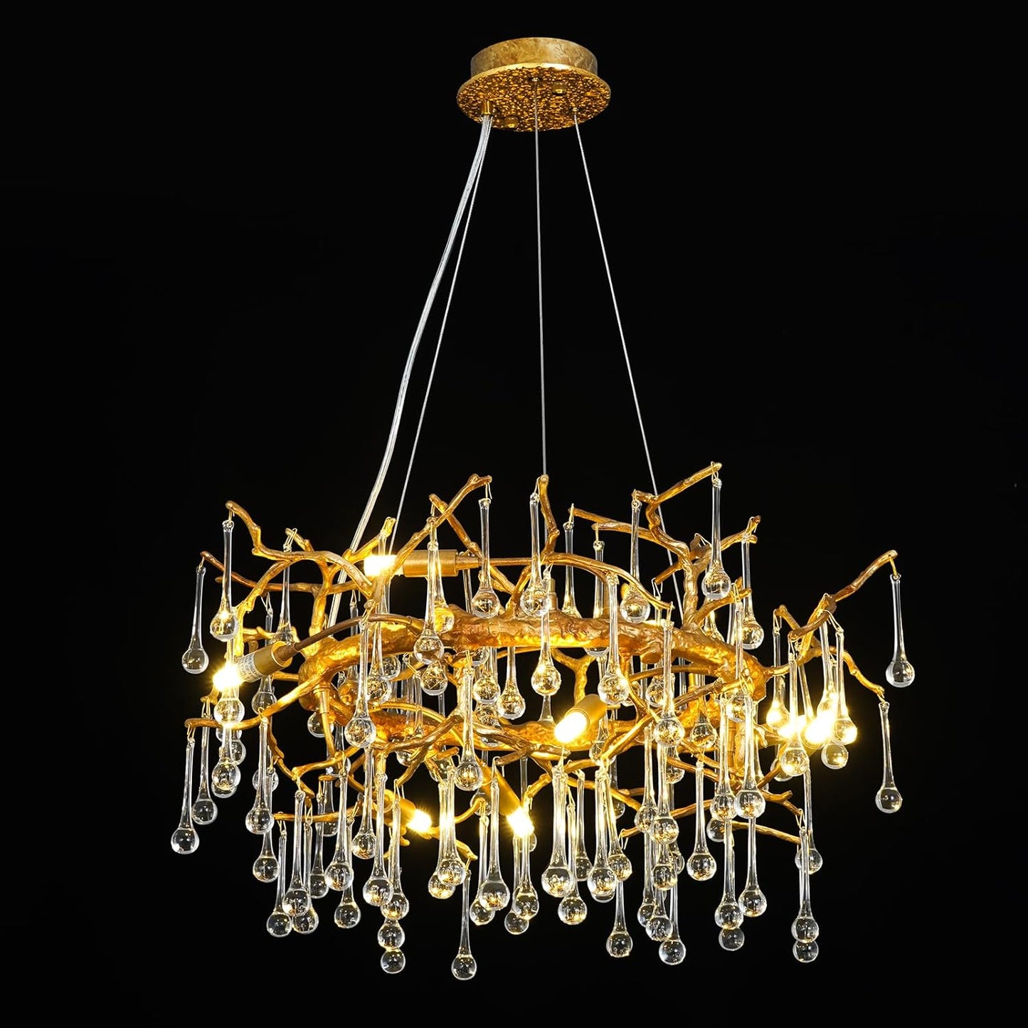 CHGUOSZ Crystal Chandelier Antique Bronze Gold Crystal Chandelier for Dining Room,Ceiling Pendant Light Fixture for Living Bedroom Hall Farmhouse