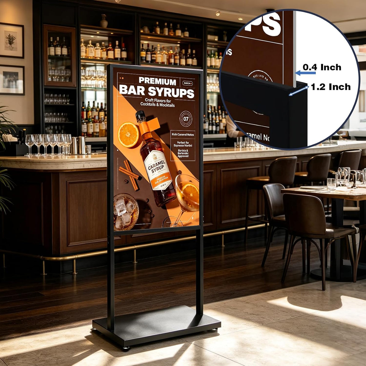 24×36 In Sign Holder Floor Stand, Heavy Duty Slide-In Poster Stand