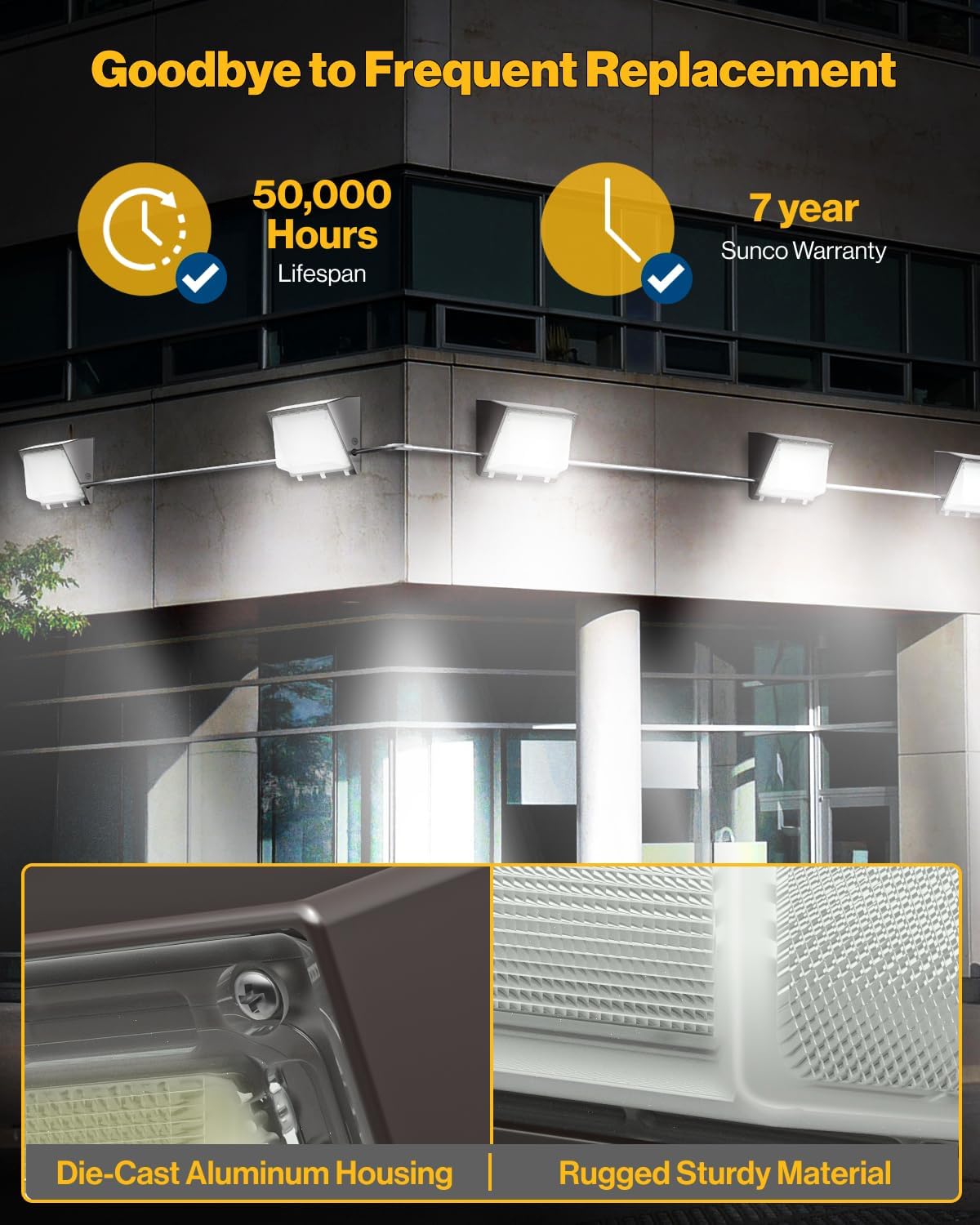 120W LED Wall Pack Outdoor Dusk to Dawn Photocell Sensor Industrial Dimmable Waterproof Commercial Grade Security Warehouse Parking Lot, 6000K