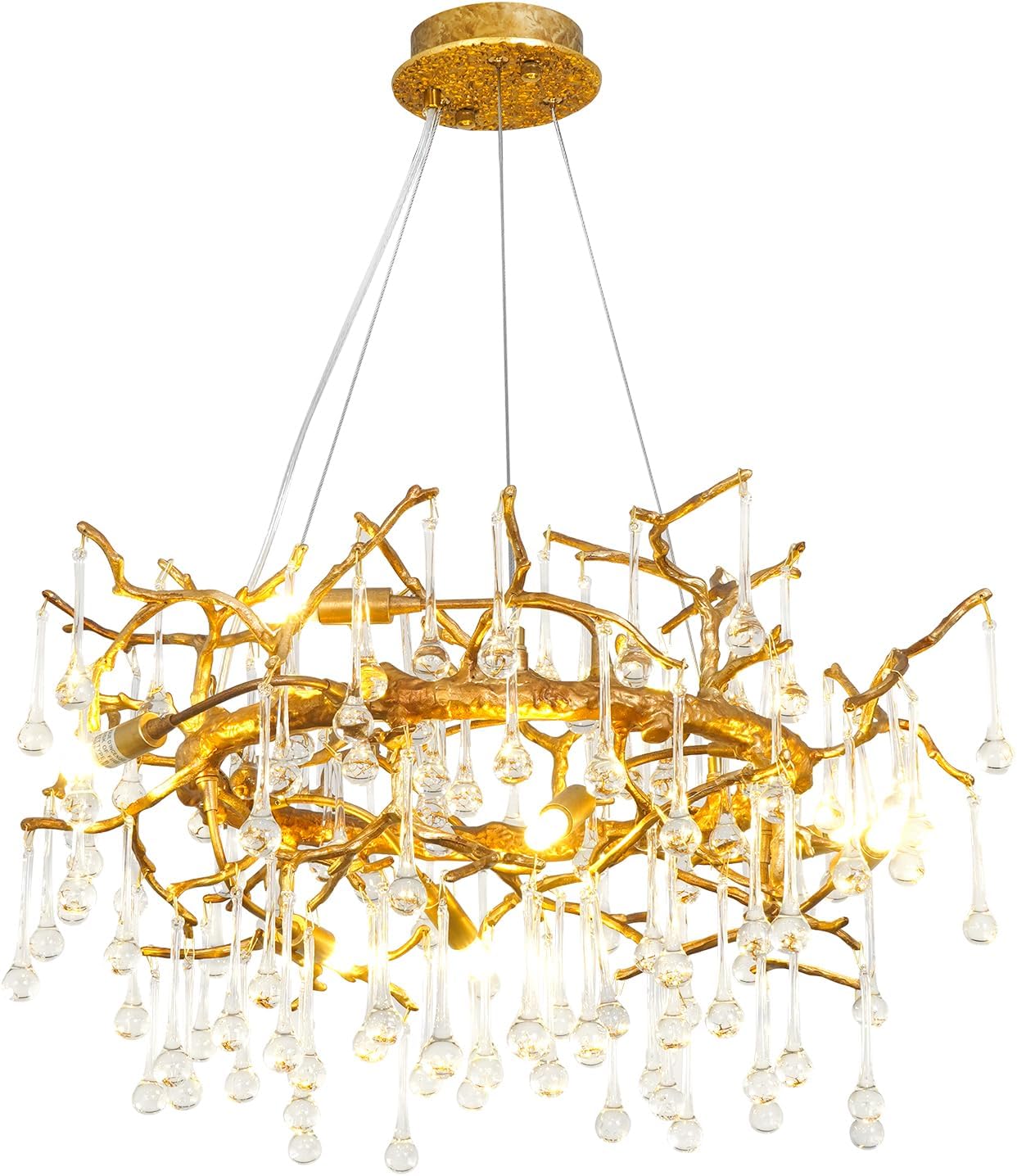 CHGUOSZ Crystal Chandelier Antique Bronze Gold Crystal Chandelier for Dining Room,Ceiling Pendant Light Fixture for Living Bedroom Hall Farmhouse