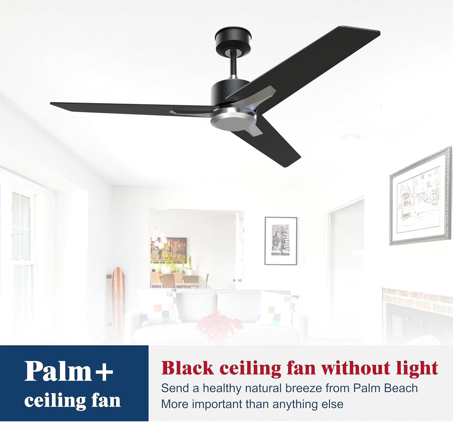 Fande-Aire Ceiling Fan with Remote - Outdoor Ceiling Fan Without Light, 52 inch Ceiling Fan No Light with 3 Blade 3 Speeds for Patios, Bedroom Living