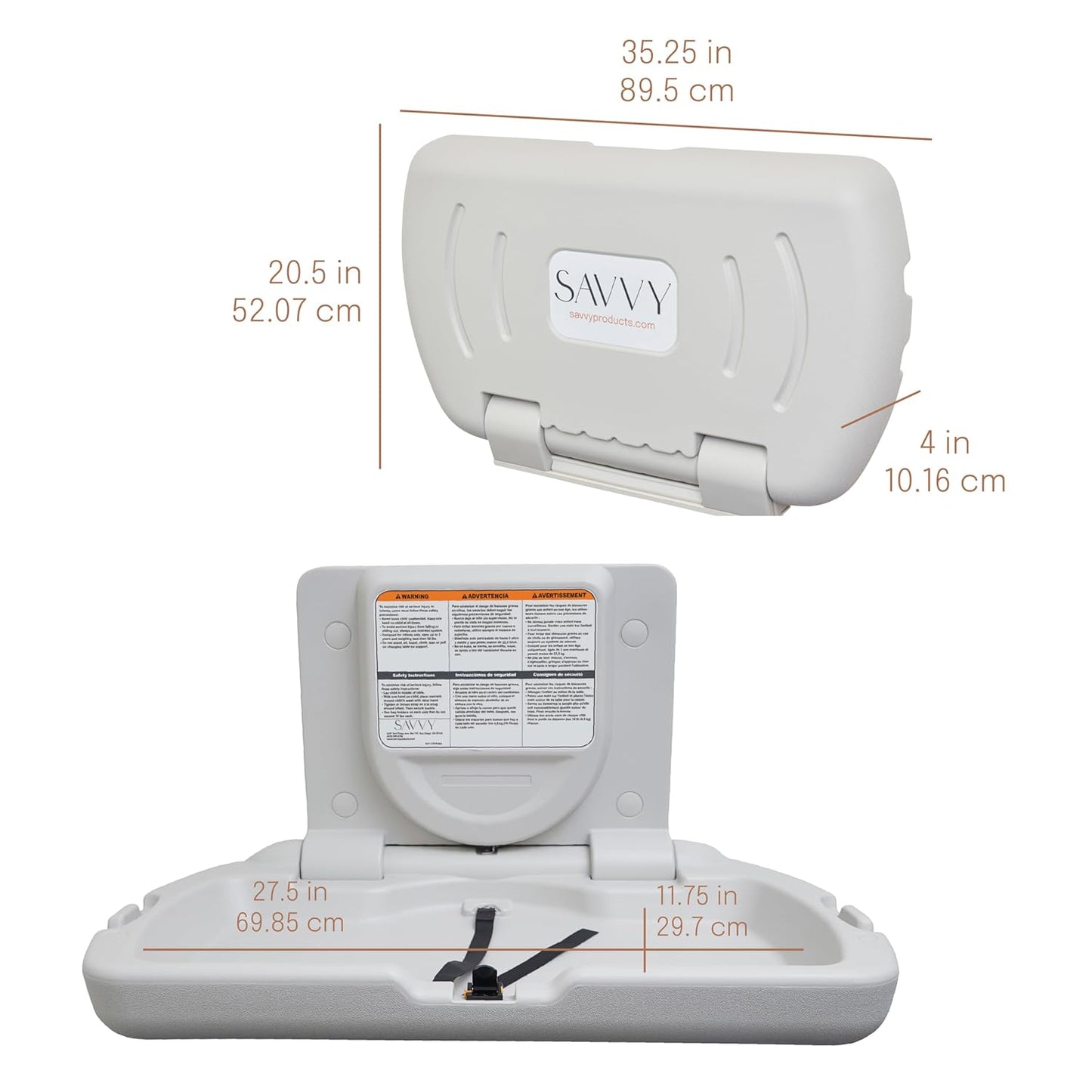 SlimFold Commercial Baby Changing Station - Wall Mounted, ADA Compliant, ASTM Certified, Horizontal Fold-Down Diaper Changing Table for Restrooms, Daycare, Restaurant - White Granite