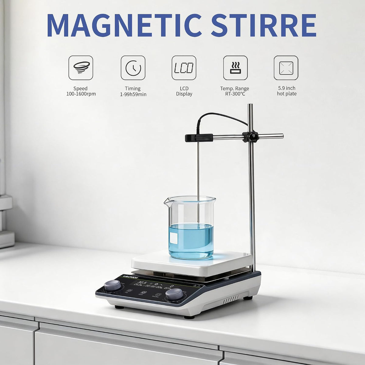 Magnetic Stirrer Hot Plate 1600RPM 5L 300℃ Digital Lab Hot Plate