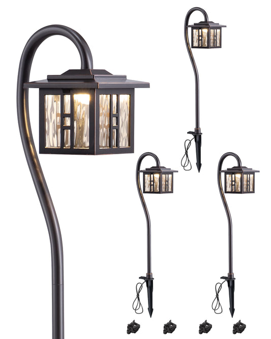 EDISHINE Low Voltage Landscape Lighting, 3.4W 155LM Oil-Rubbed Bronze Outdoor Landscape Path Lights for Garden Driveway, Die-Cast Aluminum, 50,000H Integrated LED, 4-Pack